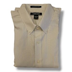 Lands' End Taylored Fit Yellow, Blue White Button Down Shirt - Size 16-34